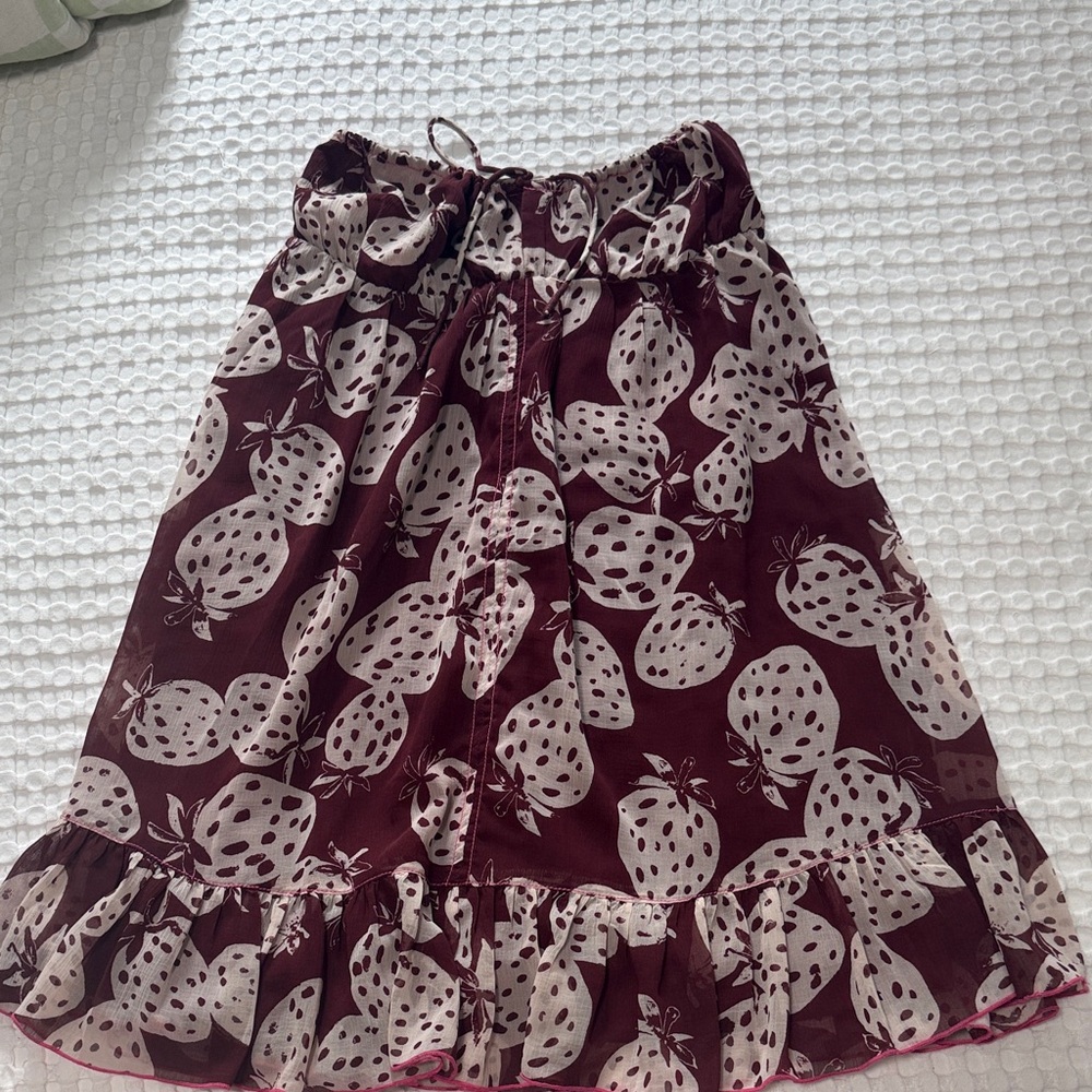 Urban Outfitters Maroon Dress with Strawberry Design